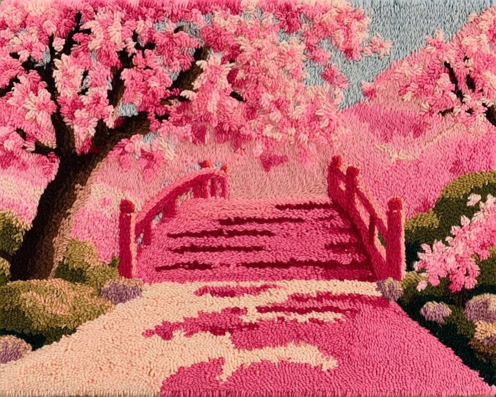 Wallphantom Latch Hook Rug Kits for Adults Beginners,Cherry Blossom Trees