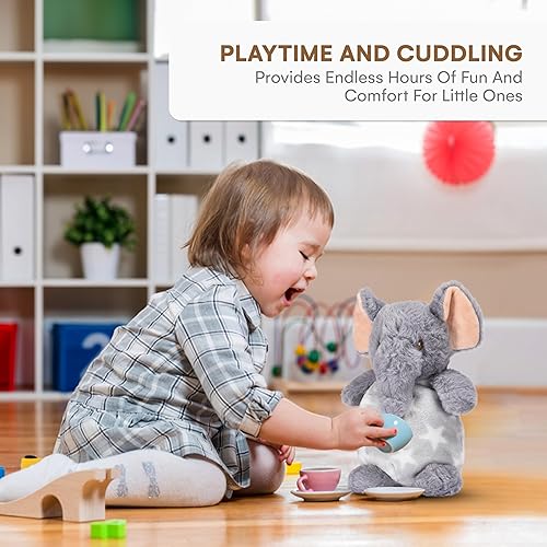 Miniatura 2 de CHILDLIKE BEHAVIOR Animales de peluche de elefante, peluche gris con orejas forradas de satén, tamaño pequeño, ultra suave, lavable, compañero