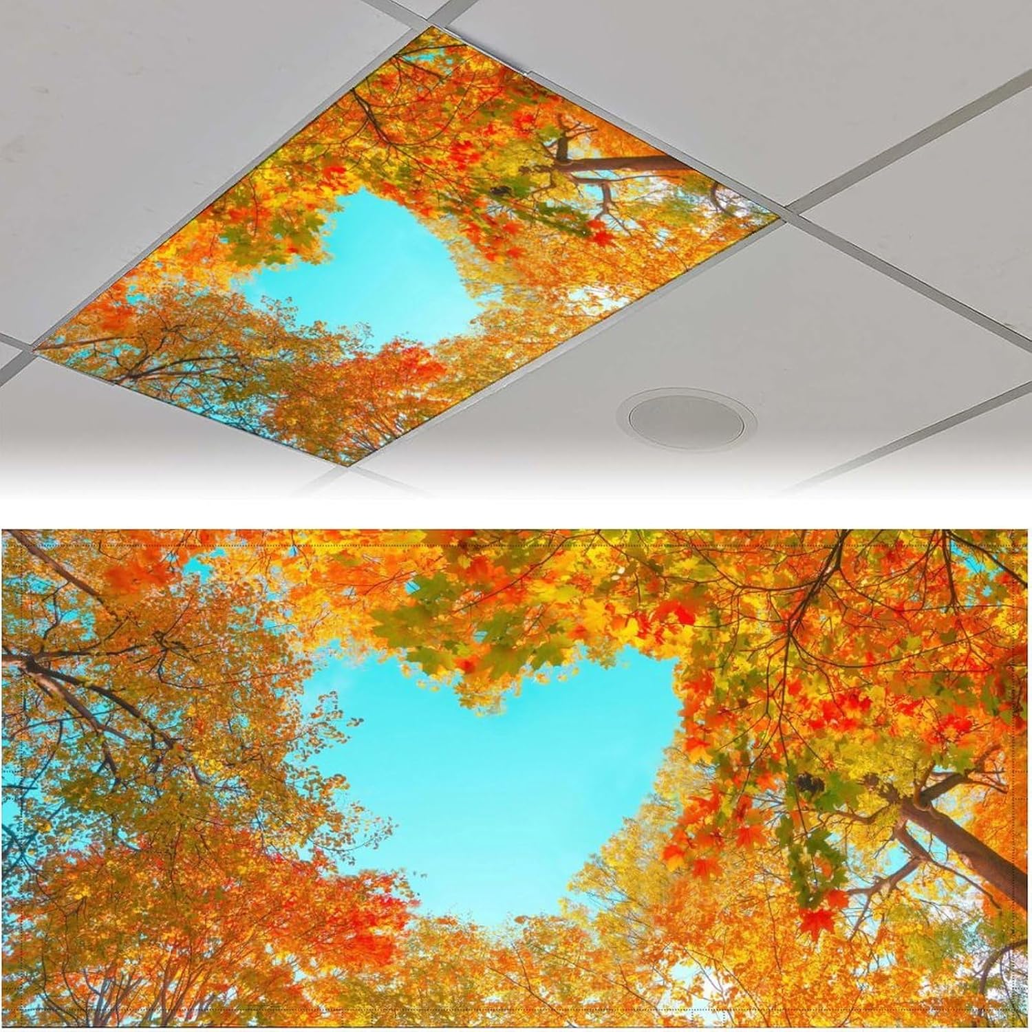 2PCS Fluorescent Light Cover for Ceiling Light Classroom-Stained Glass Patten Magnetic Light Cover Shade Panel,Decorative Film Filter for Reducing Harsh Glare Flicker Home School Office Decorations