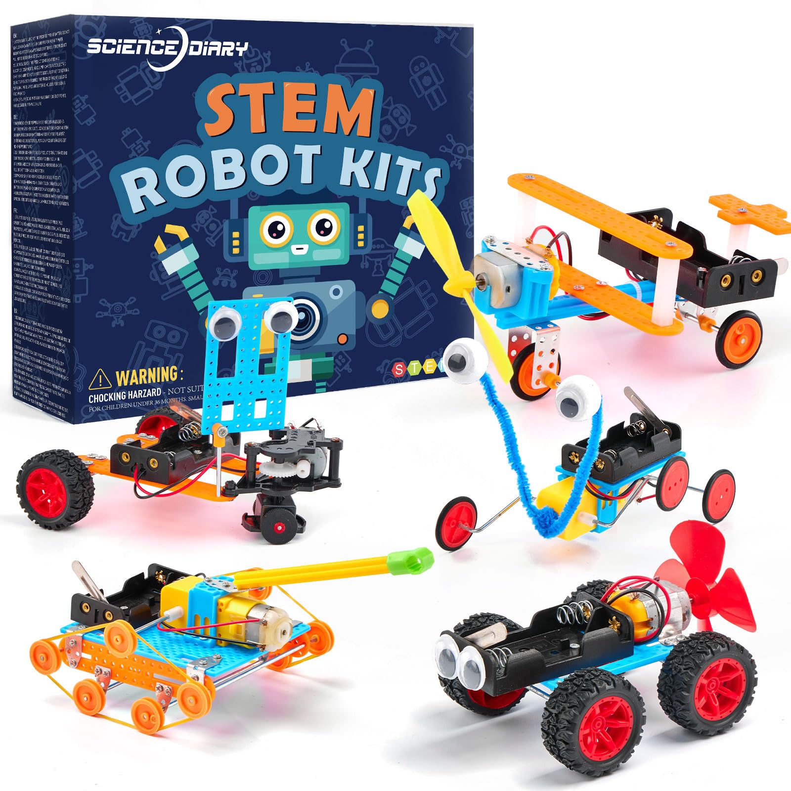 SCIENCE DIARY STEM Spielzeug Roboter Bausatz für Kinder - Technik-Experimente mit Motor & Werkzeug, Lernspielzeug zum Bauen & Forschen, Geschenk für Jungen & Mädchen zu Geburtstag & Weihnachten