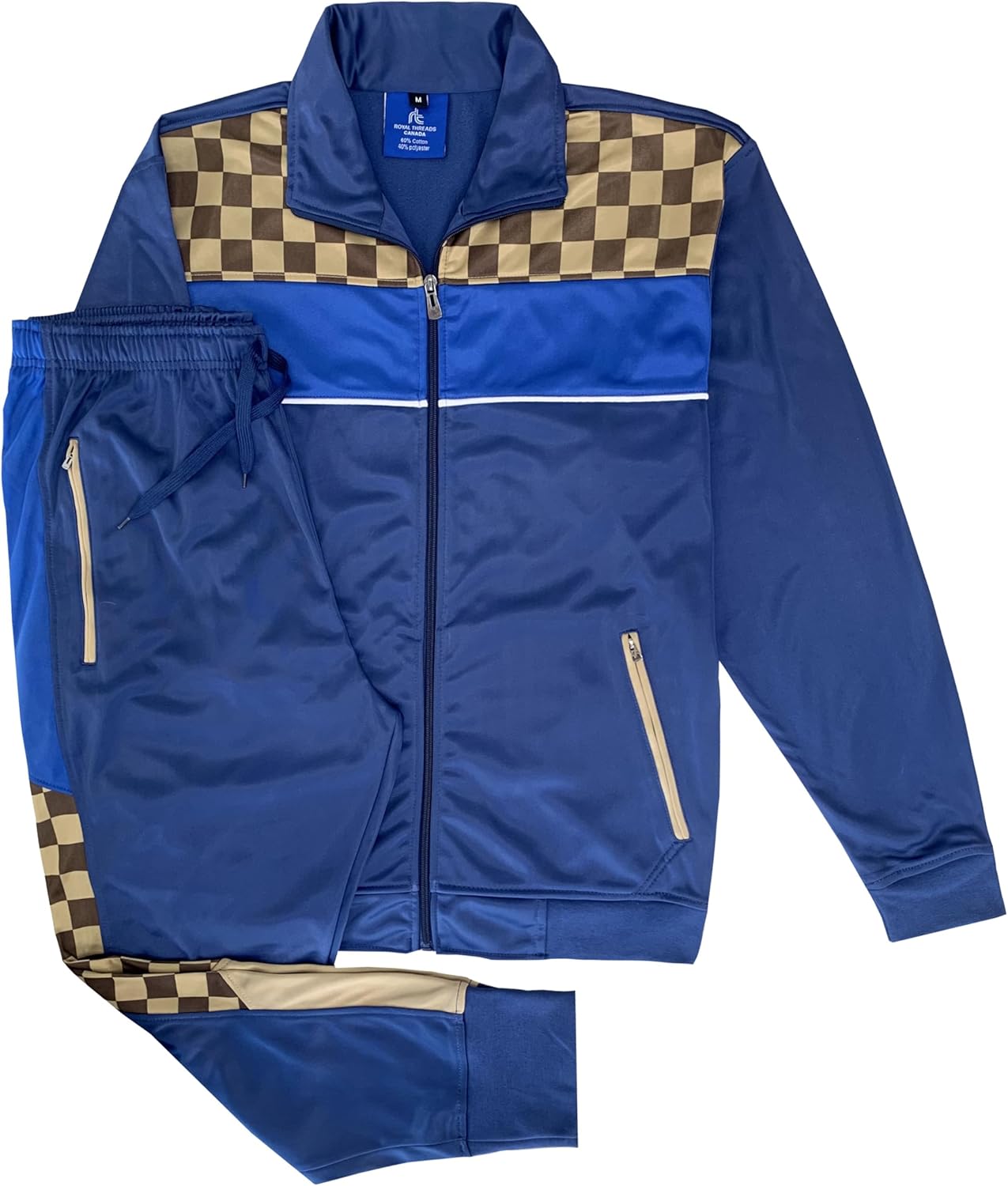 Plaid Checker Style Men's Jogger Tracksuit