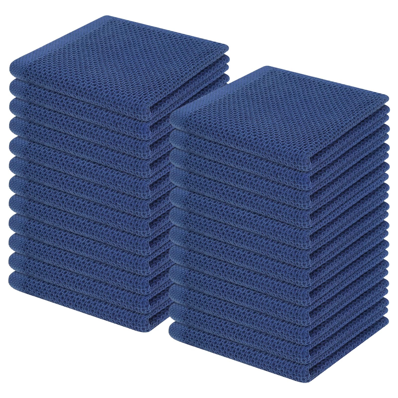 Homaxy 100% Cotton Waffle Weave Kitchen Dish Cloths 24-Pack, Navy Blue