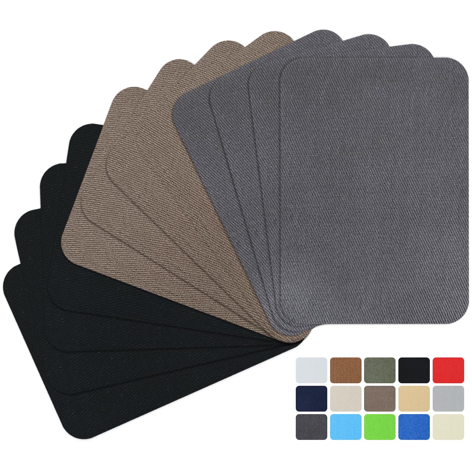 12Pcs Fabric Repair Patches, Iron-on Patches Inside & Outside for Clothing, Premium Quality Patches with Strongest Glue, Size 3" by 4-1/4" (7.5 cm x 10.5 cm) Mix Colors 7