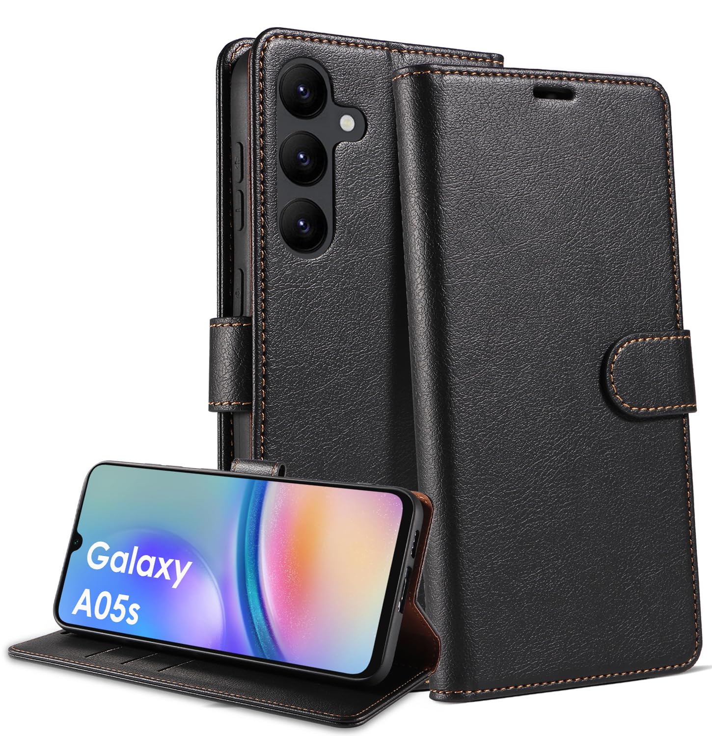 kazineer Case for Samsung Galaxy A05s, Premium Leather Flip Wallet Case [RFID Blocking] Phone Cover for Samsung Galaxy A05s (Black)