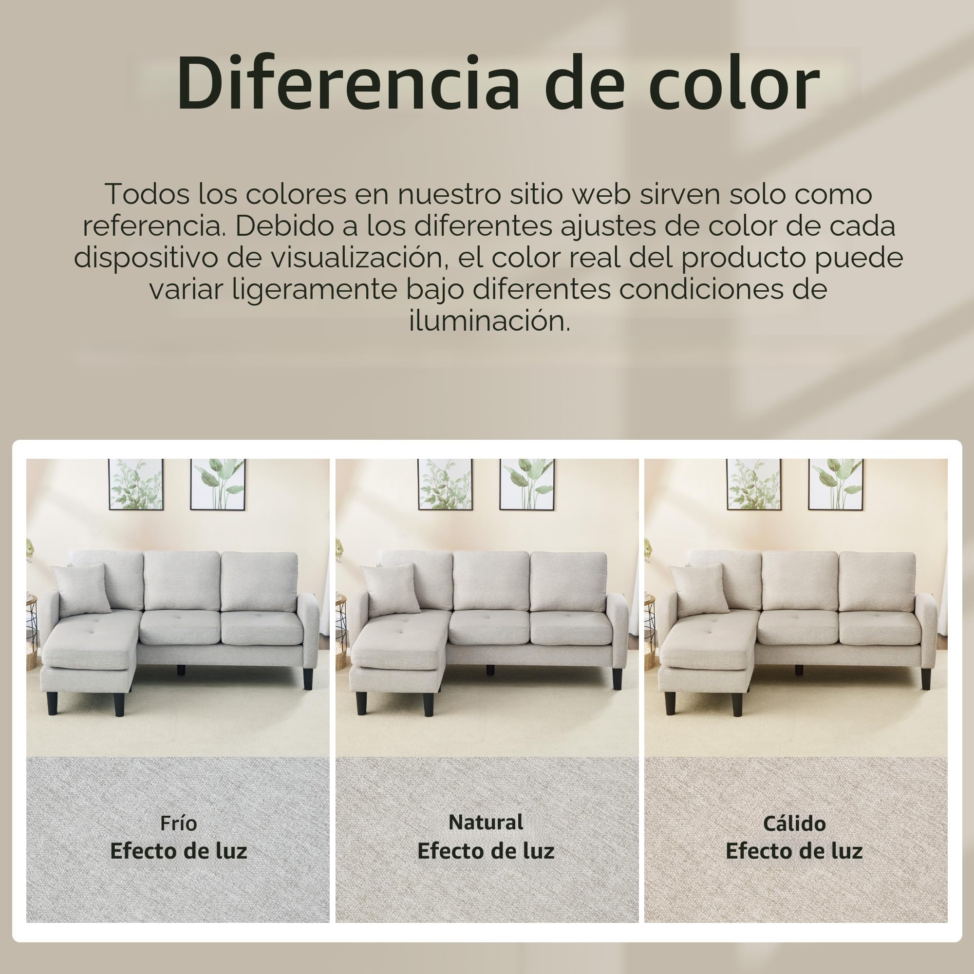 Sofá esquinero con chaise longue de 166 x 118 x 77 cm, sofá de 3 plazas en forma de L, sofá modular de 160 cm de ancho, sofá de aspecto de lino, sofá pequeño para habitaciones pequeñas, color beige