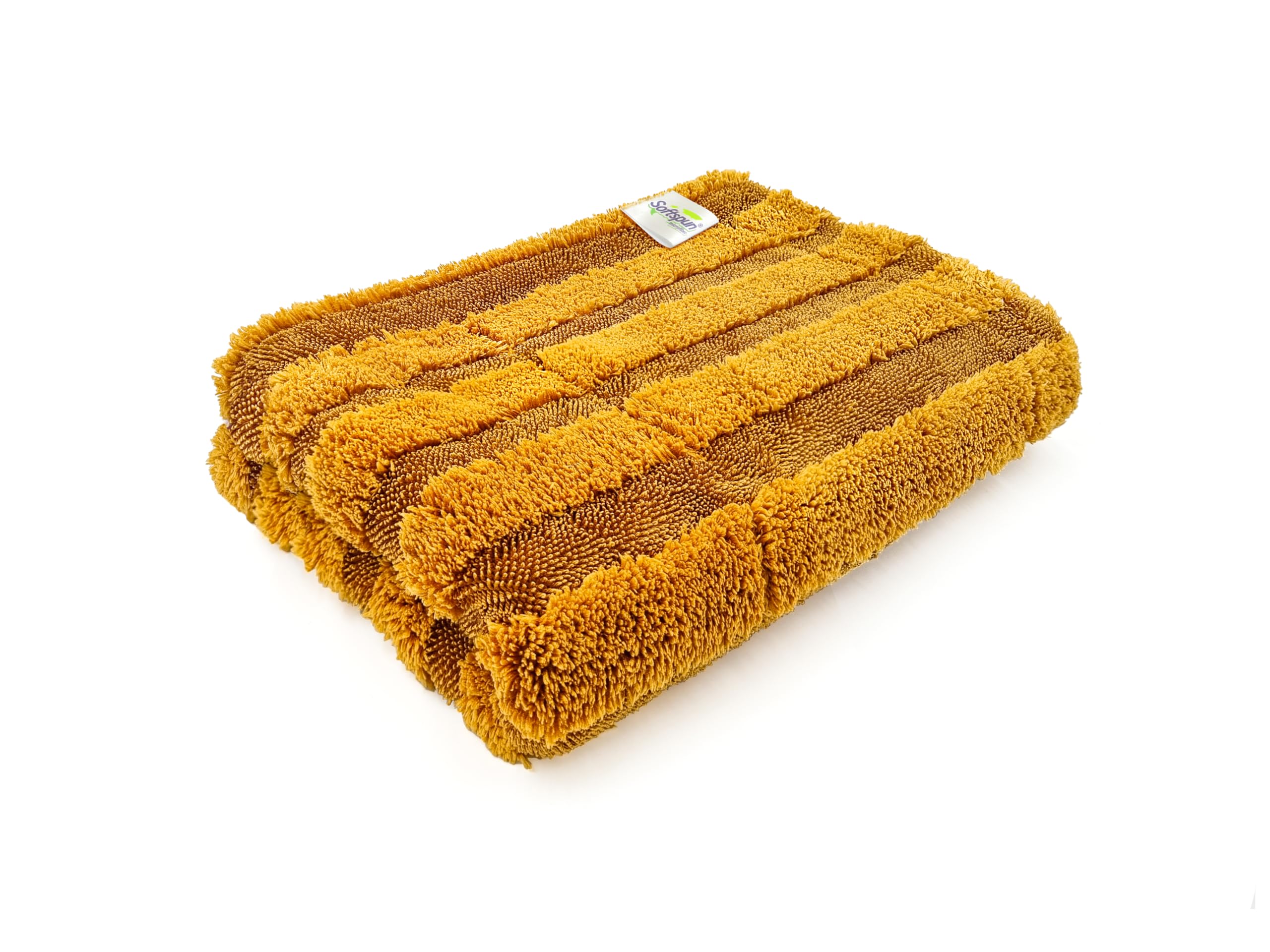 SOFTSPUN Microfiber Hybrid Cloth 1400 GSM, 40x60cm, 1 Pc, Brown color for Cars and Homes. Dual Loop, Super Absorbent Edgeless Towel with Plush Pile. Lint Free Cloth for Cleaning, Drying and Detailing.