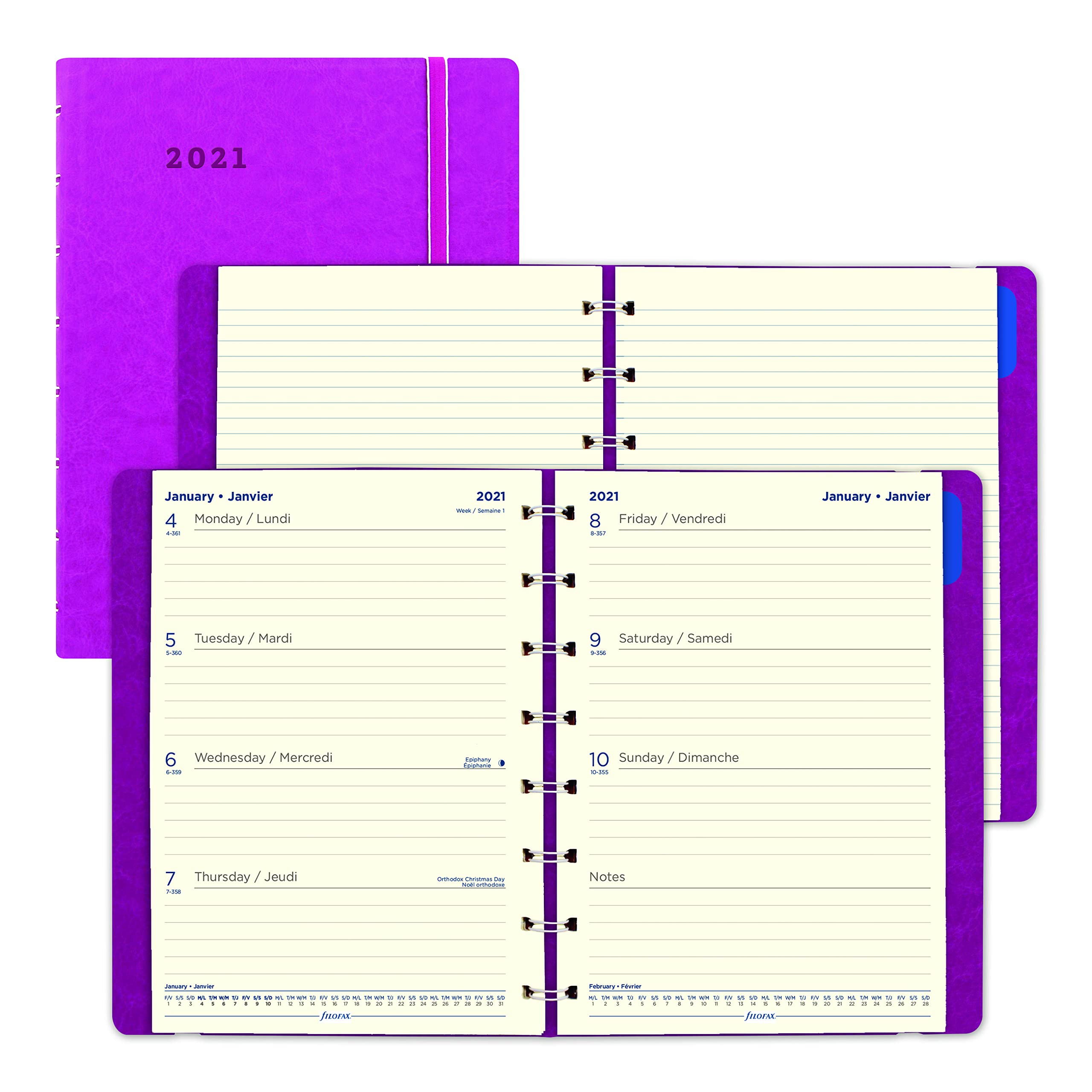 Filofax Wochenplaner, 12 Monate, Januar bis Dezember 2022, Doppeldrahtbindung, zweisprachig, 21 x 14,6 cm, Fuchsia (C1851403-22)