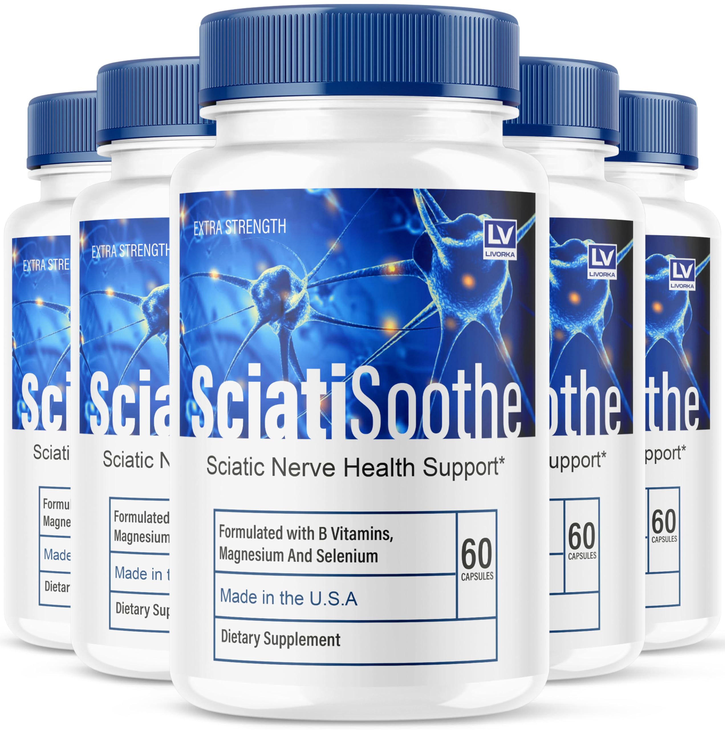 - (5 Pack Sciatisoothe - Sciatisoothe Vitamins, Sciatisooth, Sciati Soothe Supplement, Sciati Soothe Capsules, Sciatic Sooth, 300 Capsules for 5 Months