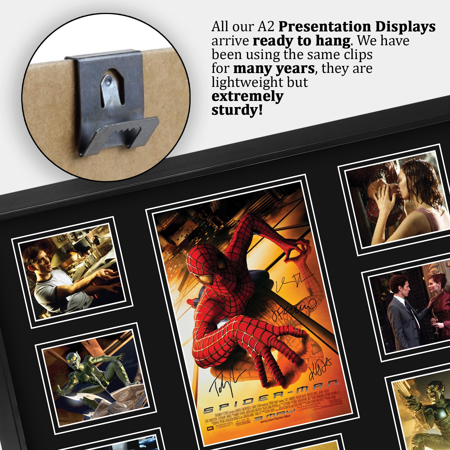 HWC Trading Spider-Man 1 Toby Maguire Geschenke Geduckter Poster Signiertes Autogramm Foto für Fans von Film Memorabilien - A2 Gerahmt (ID-006571)
