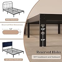 Vista 3 de Base de cama tamaño Queen de 10 pulgadas, no necesita somier, base de colchón de plataforma de metal resistente con listones de acero