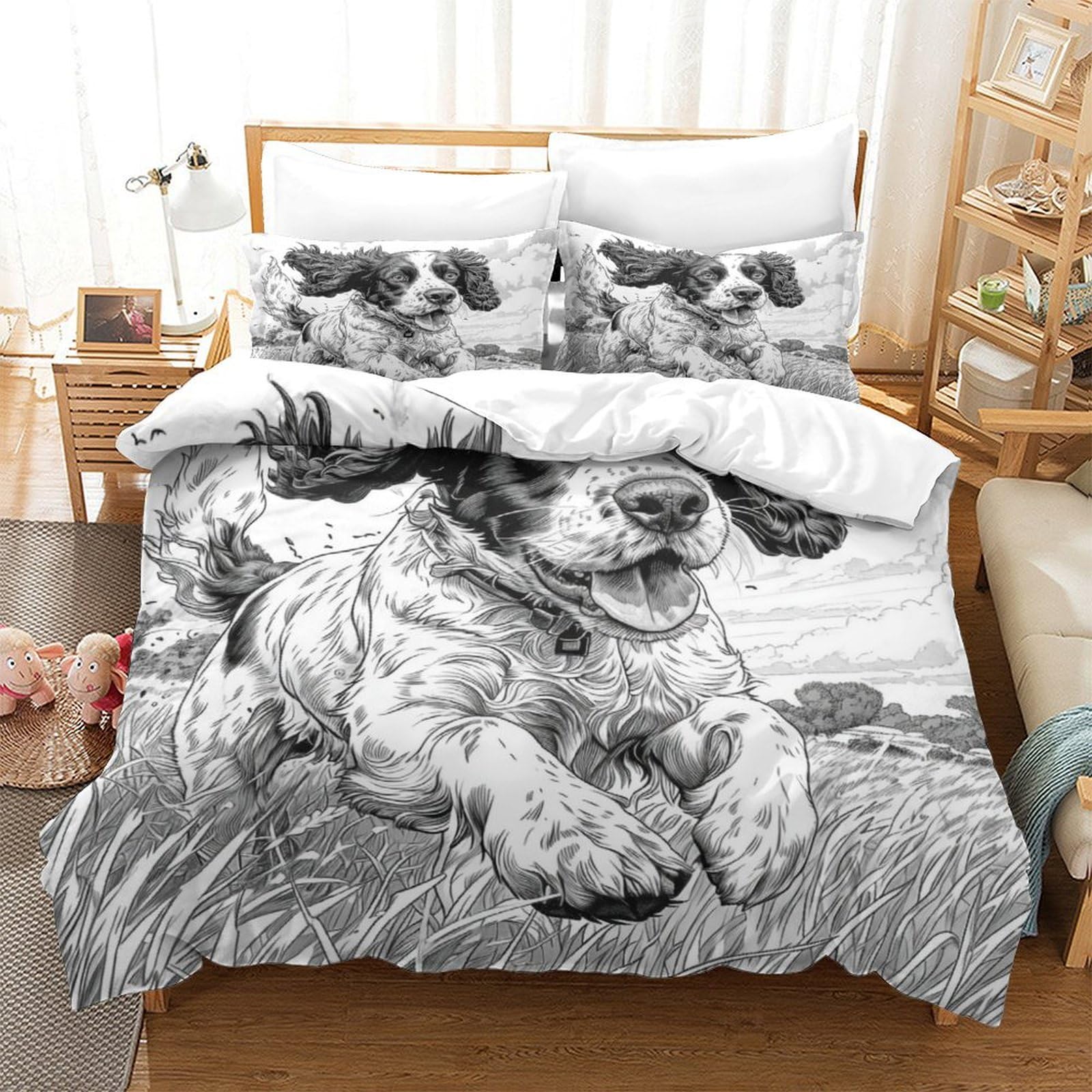 Housse de couette Springer Retriever 260x220 cm avec taies