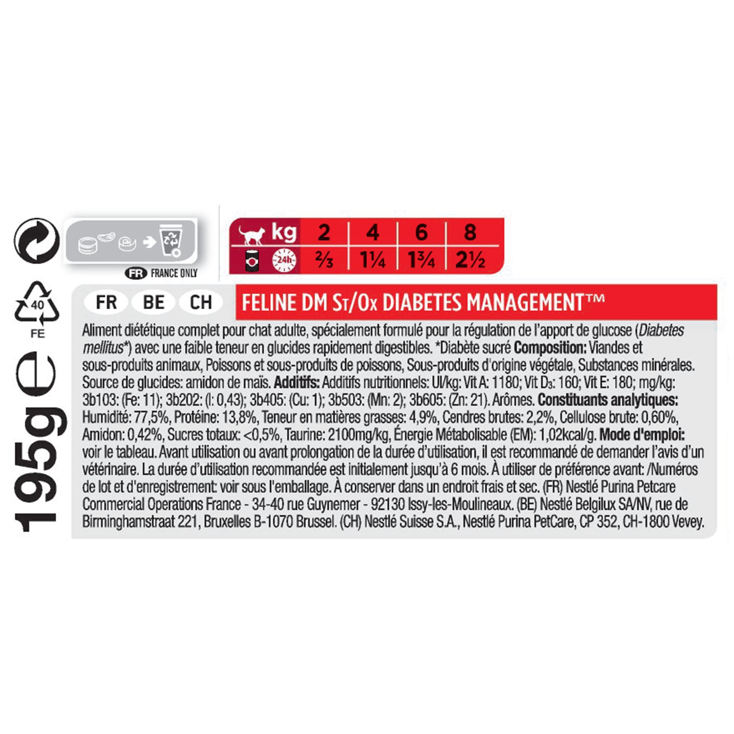 PRO PLAN VET FELINE DM DIABETES CAJA 24X195GR