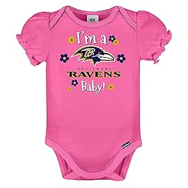 Gerber NFL Baby Girls 3 Pack Short Sleeve Bodysuit, Team Color, 18 Months US