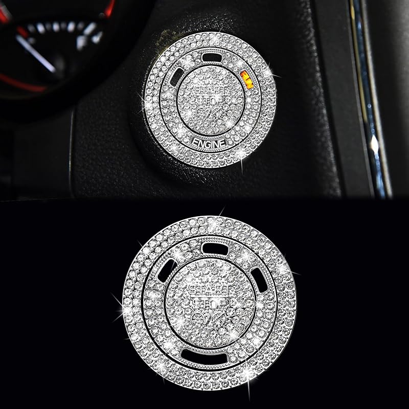 Capa decorativa para botão de partida do motor TOMALL com strass para Dodge, Chrysler e Jeep – Kit com 3 unidades