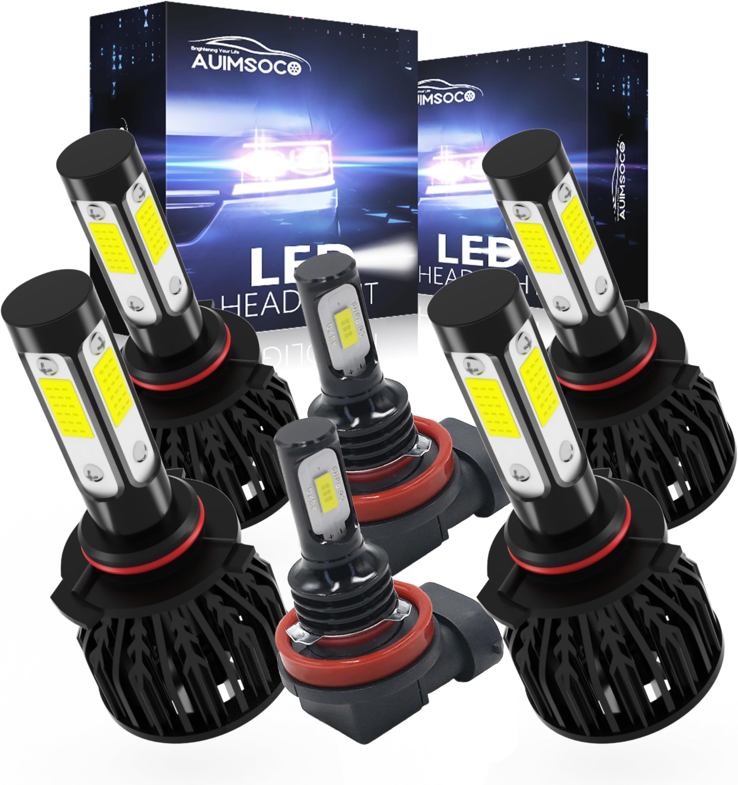 LED Headlight Bulbs, 9005 High beam + 9006 Low beam + H11 Foglight Combo Kit For Honda Civic DX/DX-G/EX/EX-L/LX/Si Coupe(2006-2015), 6500K Super White, Plug and Play, Pack of 6