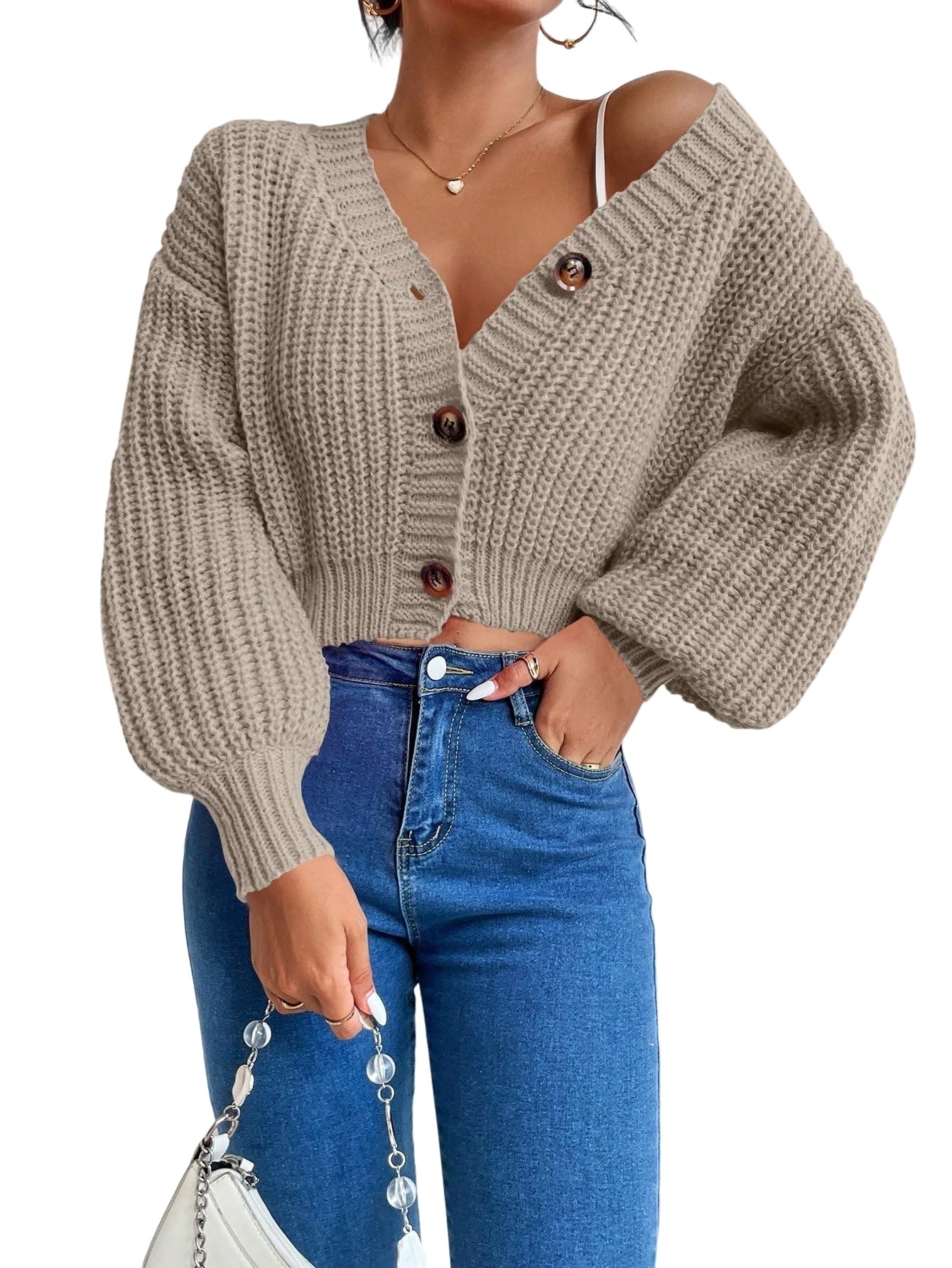 MARZXIN Womens Cardigan Sweaters Button-up Front Long Sleeve Casual Blouse