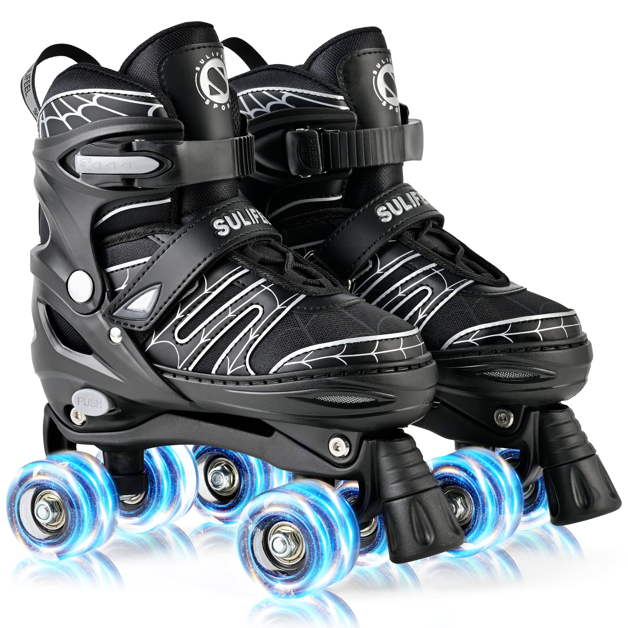 SULIFEEL Patines ajustables para niños de 3 a 5 a 8 a 6 a 12 con 4 tamaños de luz ajustable sobre ruedas, el mejor regalo para niños para principiantes, deportes de interior y exterior