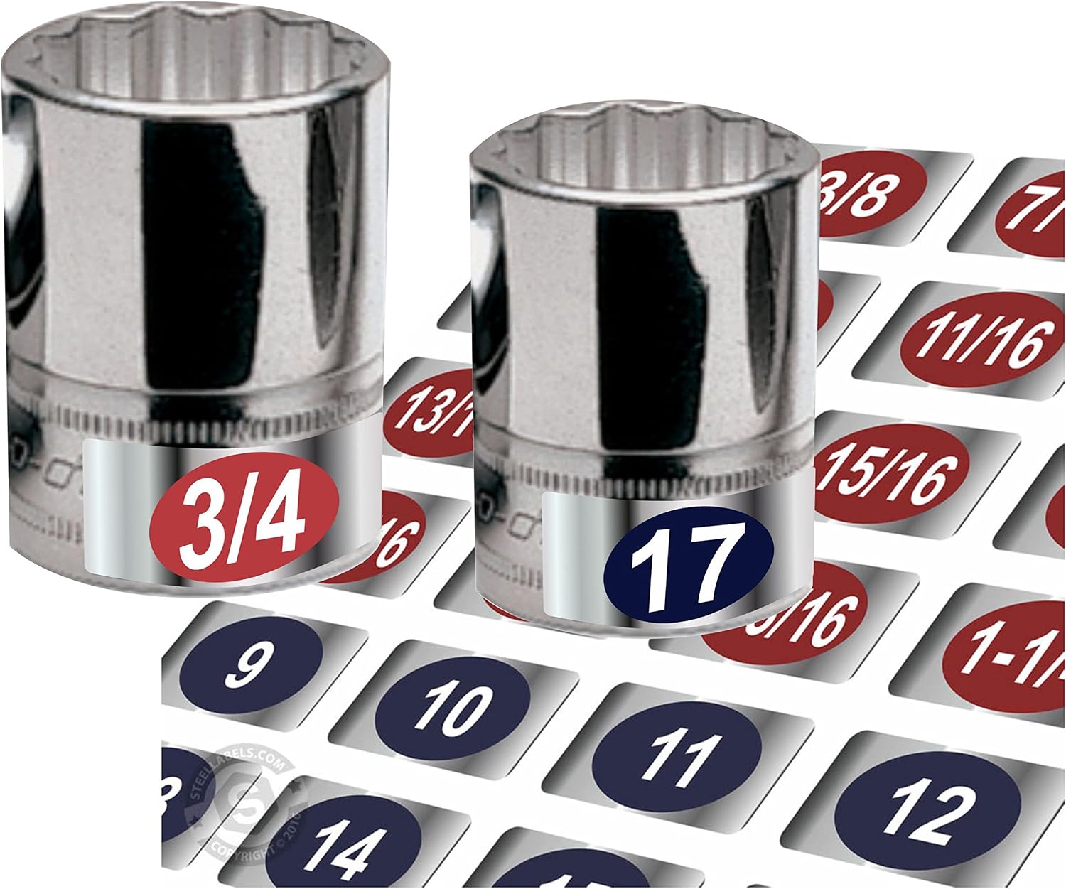 Manufactures 10 Pack - Chrome Socket Labels (Blue Edition) - Tool Tags for Metric & SAE Socket Sets & Wrenches Tough Chrome foil Organizer Decals, Great for Mechanic & Craftsman Plus Tool Lovers