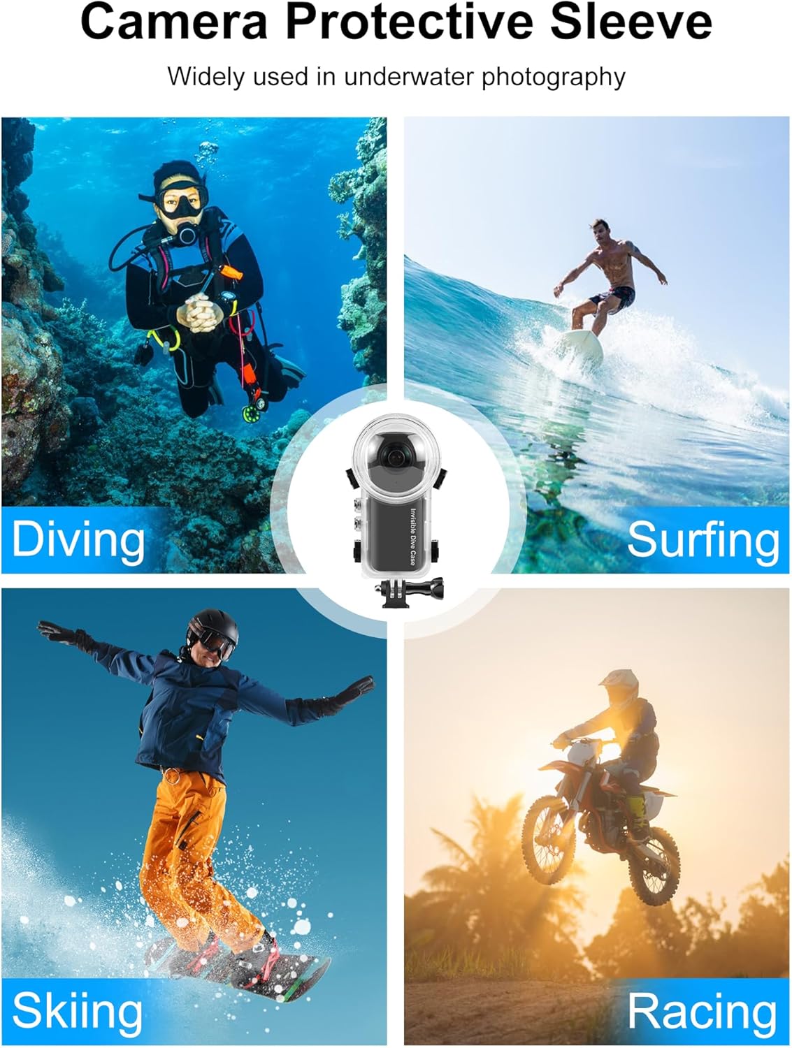 PULUZ Invisible Dive Housing Case for insta360 X3, 50m/164ft Waterproof Case Protective Underwater Dive Shell with Bracket Accessories, Transparent - Image 5