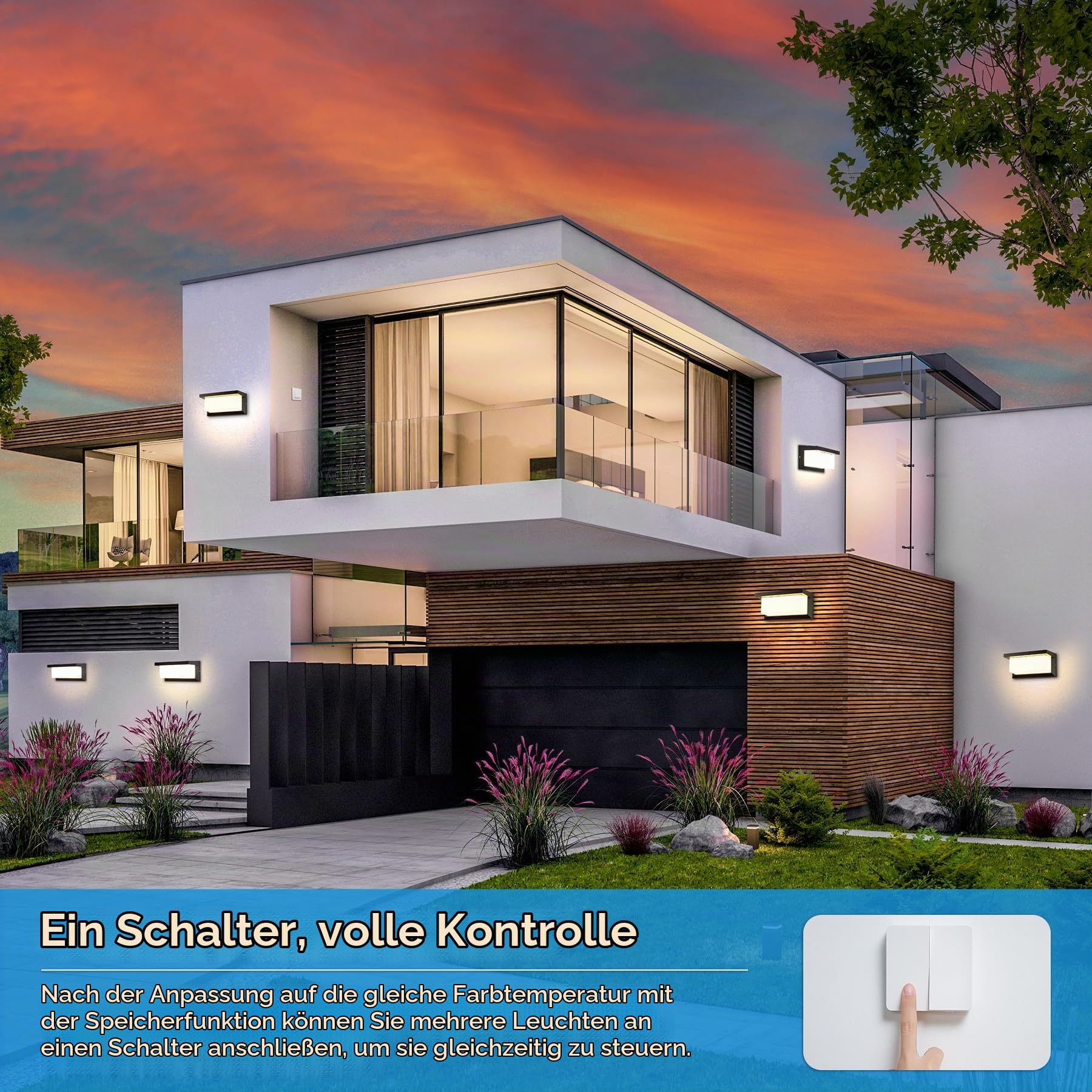 LED Außenwandleuchte IP65 18W Wandlampe Haus Garten Schwarz Licht