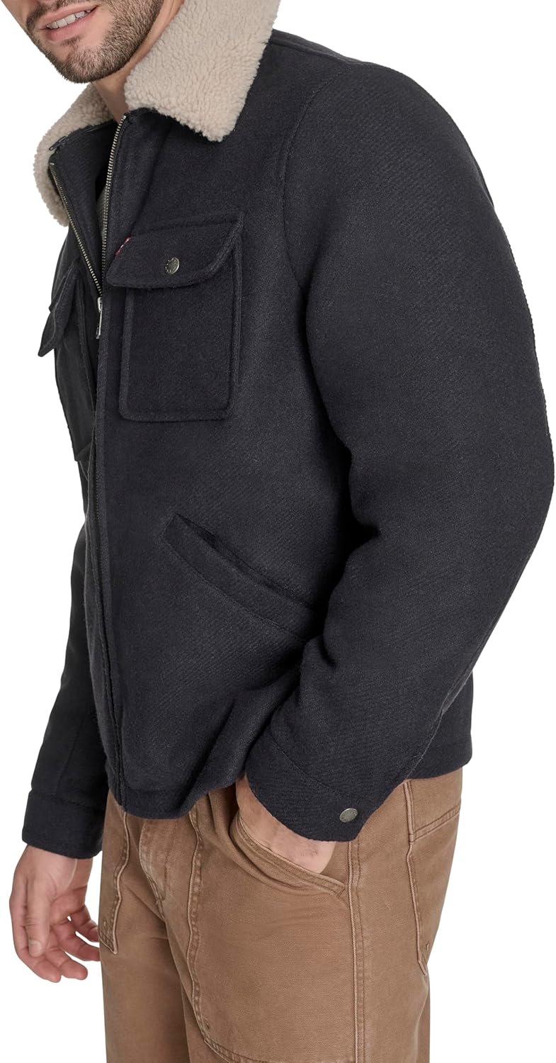 Levi's mens Wool Blend Depot Jacket With Sherpa Collar - Image 4