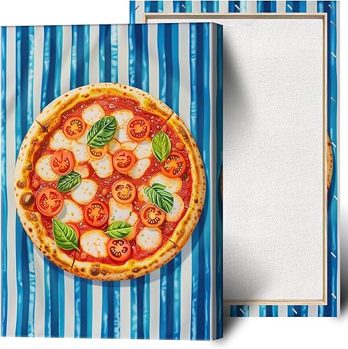 Cuadro de pared vintage para pizza, cocina, arte de pared retro de frutas, pizza, restaurante, pósteres de lienzo con estampado de tomates y pizza,