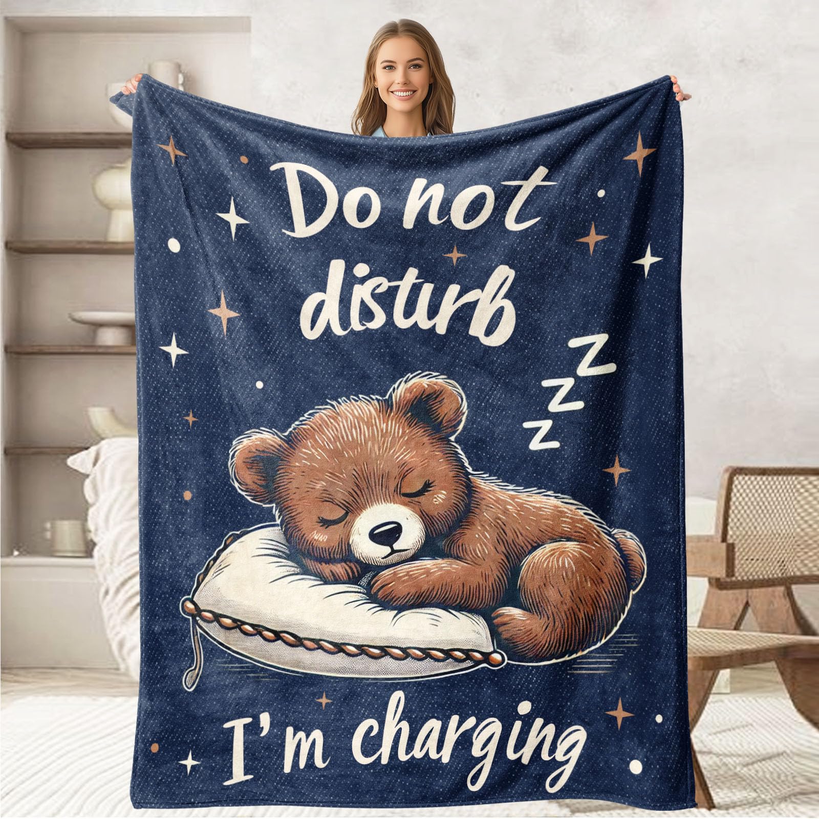 keepitcozi Bear Throw Blanket for Adult Kids, Bear Lovers Gifts Blanket