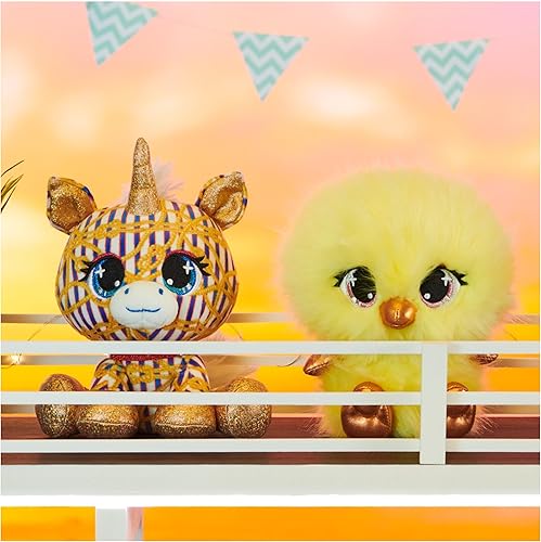 Miniatura 6 de P.Lushes - Peluches de moda de diseñador, Natalie Von Corn de unicornio de primera calidad, dorado y azul, 6 pulgadas