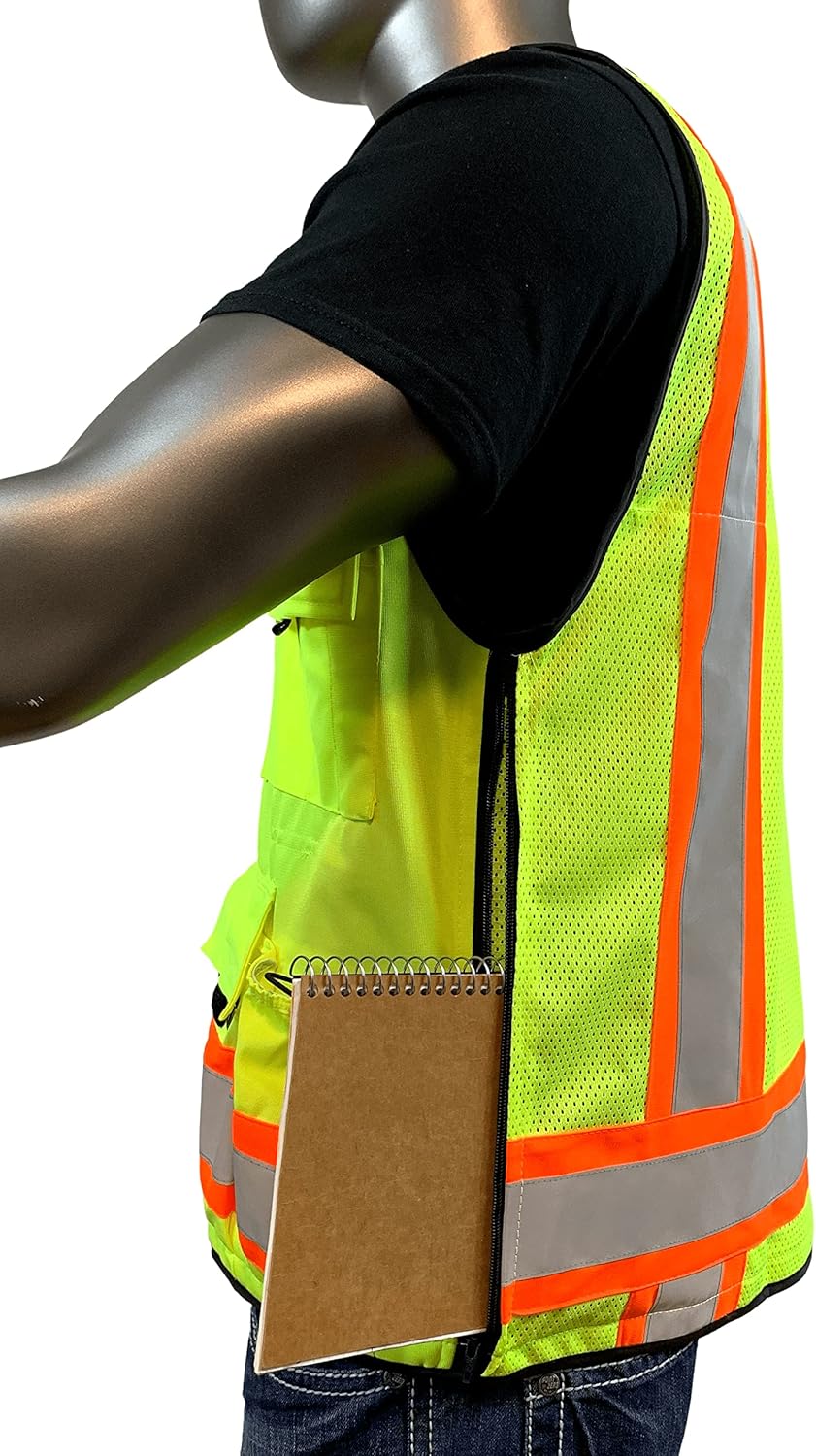Vero1992 (F Safety Vest For Men's, Engineer High Visibility Vest With Pockets and Zipper, Reflective safety vest - Image 6