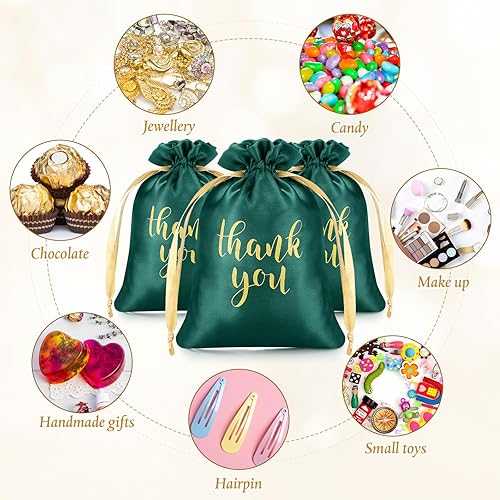 Vista 114 de Sieral 50 bolsas de regalo de satén con cordón para joyas, bolsas de dulces para Acción de Gracias, Navidad, boda, baby shower, fiesta de Blanco