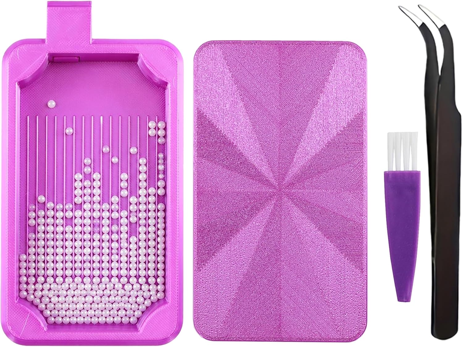 Diamond Art Tray with Lids, Tweezers, Brush, Bedazzle Tray for Adults, Blue image 4