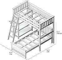 Vista 2 de Max & Lily Litera clásica en forma de L individual sobre individual, con estantería, arcilla