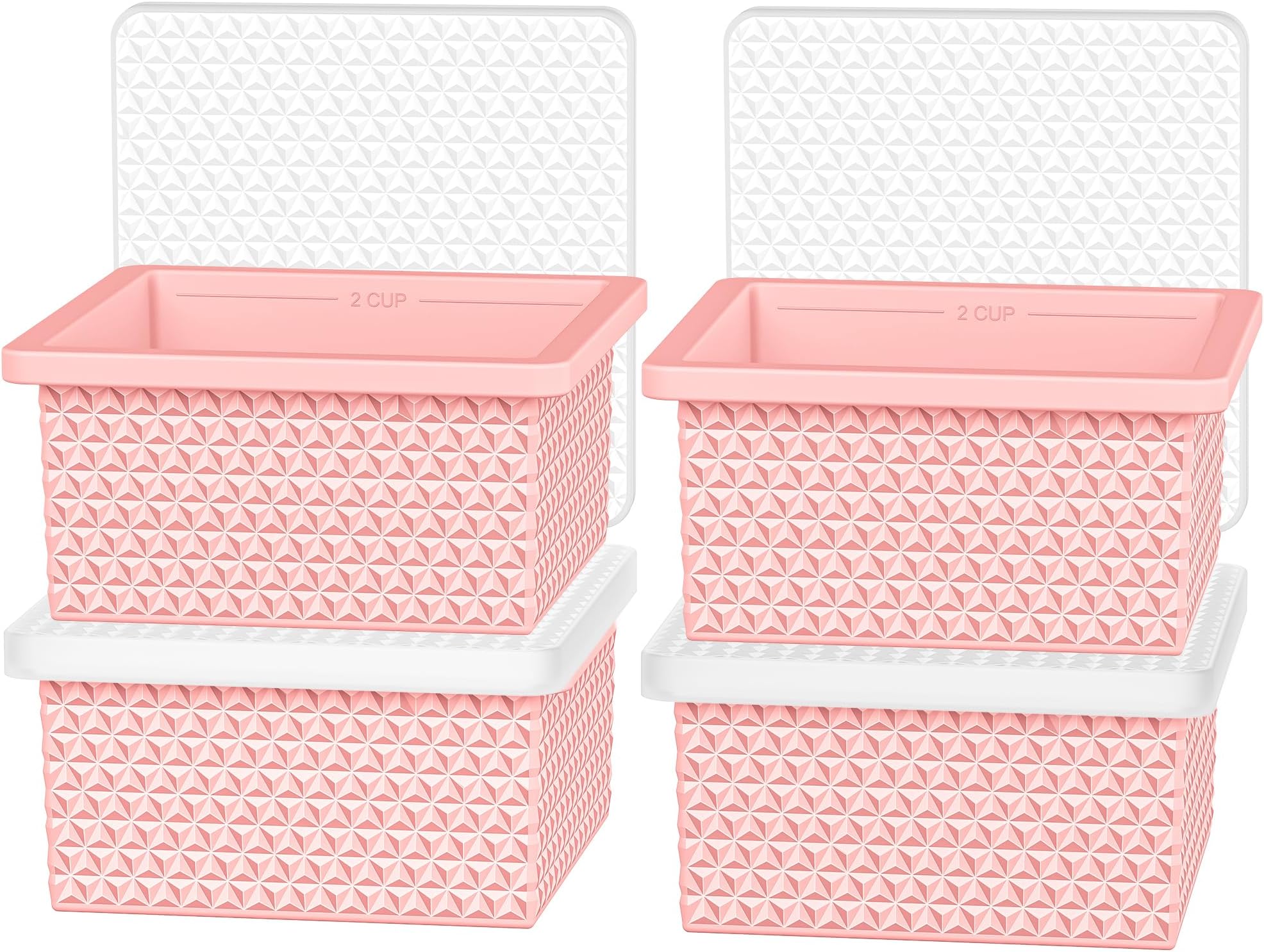 Silicone Freezer Molds for Soup Cube - 2-Cup Freezer Storage Container Tray with Lid,4 Pack Stackable Ice Cube Trays for Portion Control,Food Storage Meal Prep,Oven & Dishwasher Safe