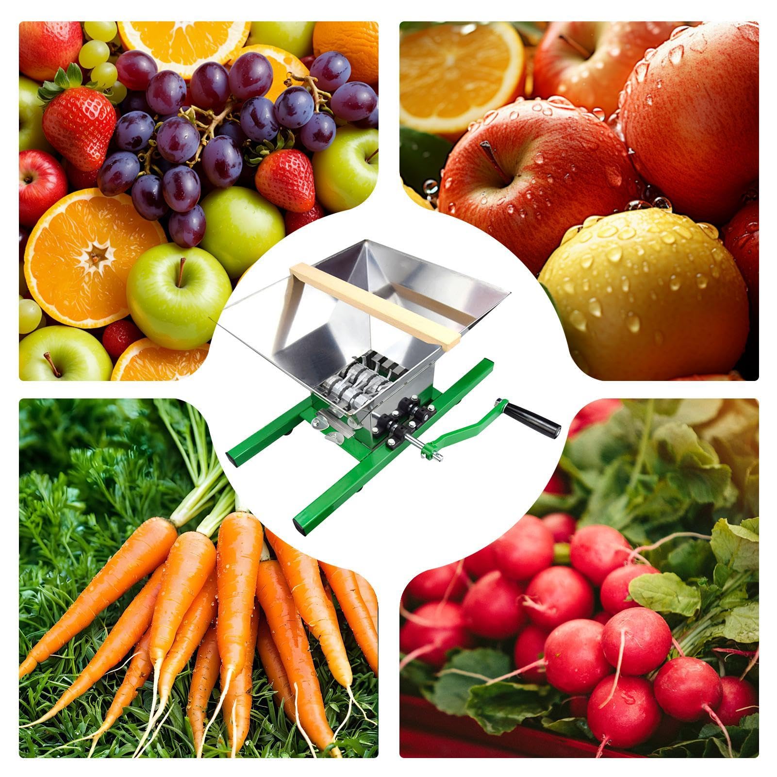 Pigiatrice Per Frutta Per Vino Spremitrice Con Manovella Manuale In Acciaio | Manuale Per Uva Bacche E Frutta Per Uso Domestico In Cucina Per La Produzione Di Birra E Vino