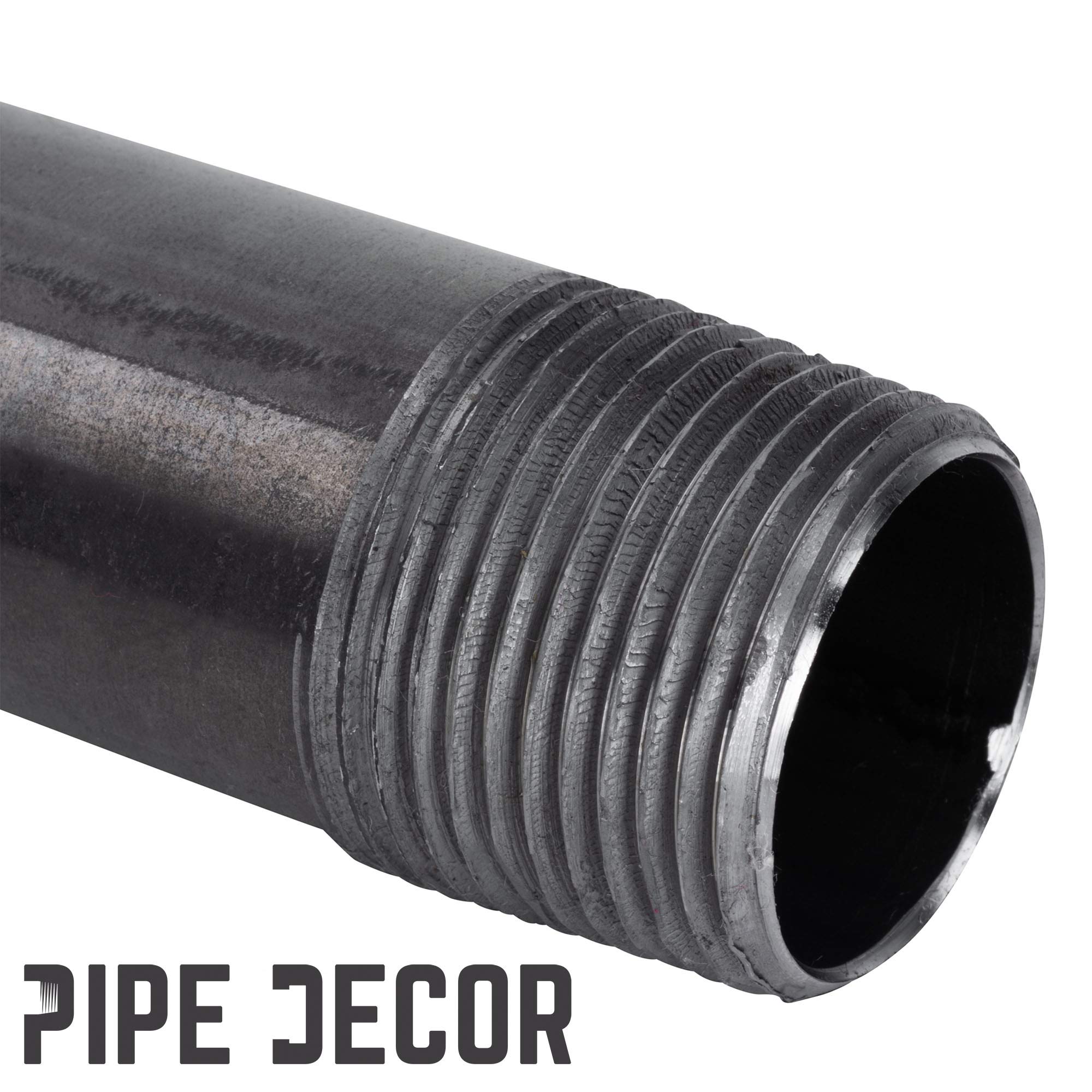 PIPE DÉCOR Tubo de hierro fundido maleable de 34 x 40,6 cm, precortado, acero industrial gris se adapta a tuberías estándar de tres cuartos de pulgada de rosca negra para pezones y accesorios,