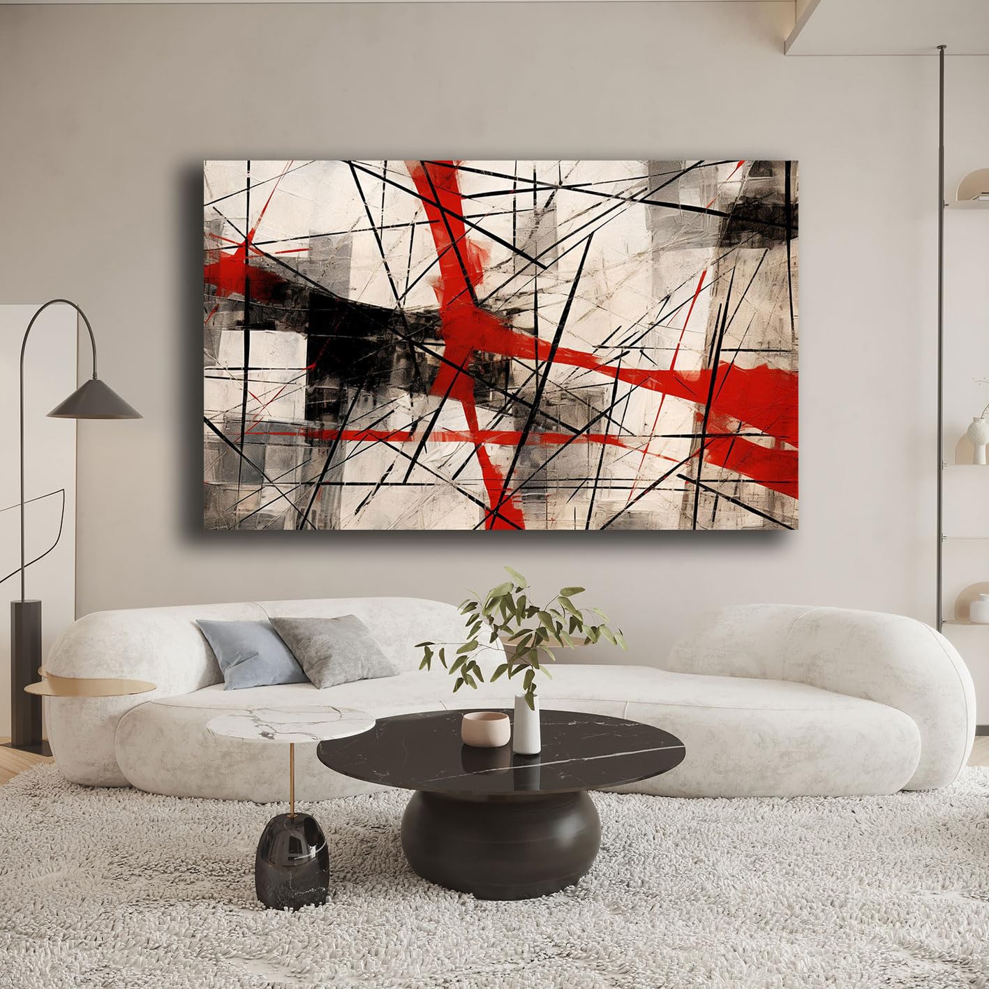 FajerminArt 3pcs Grande Stampa su Tela Con Cornice Grigio e blu fiori inchiostro Quadri Moderni pittura su tela poster Decorazione Murale Adatto Soggiorno Camera da letto 90x40cm(30x40cmx3