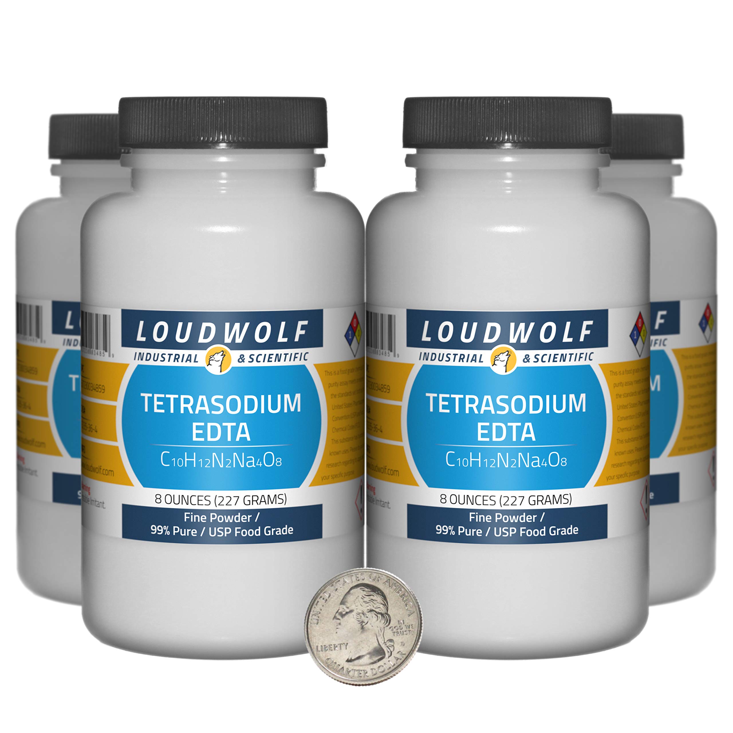Tetrasodium EDTA / 2 Pounds / 4 Bottles / 99% Pure USP Food Grade/Fine Powder/USA