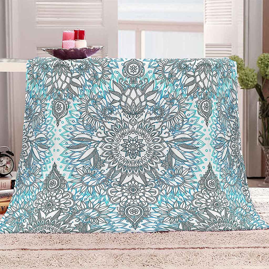 Couverture microfibre douce effet floral abstrait pour lit et sofa
