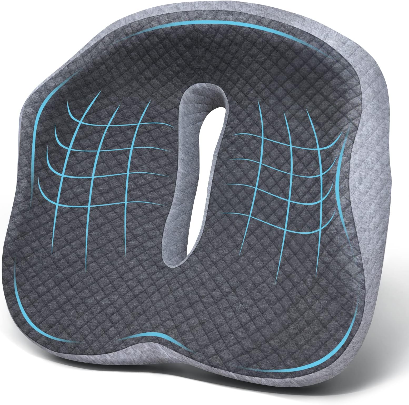 Large Seat Cushion 3D Full Wrap Office Chairs Cushions - Supportive Memory Foam Butt Pillow for Sciatica Pain Relief, Coccyx Seat Cushion for Tailbone Lower Back Pain for Home, Office and Car (Gray)