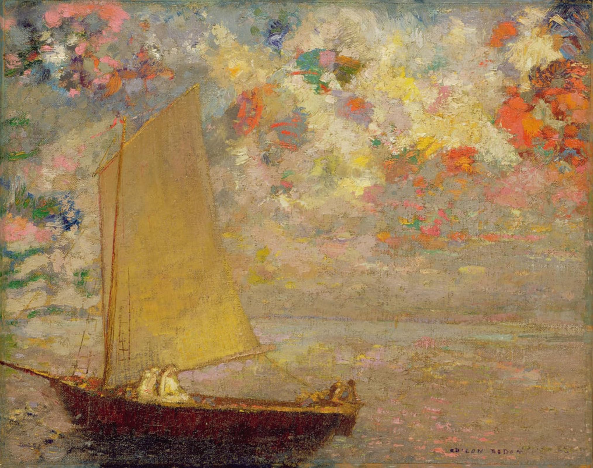 ARTXLXXBN Famous Painting Canvas Artwork Graffiti Print Sailboat by Odilon Redon Portrait Canvas Image for Home Decor 60x90cm