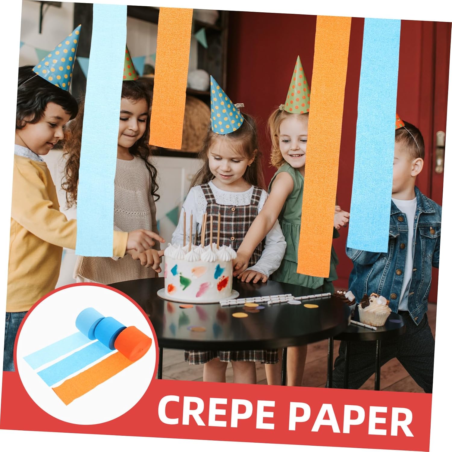 YOSADIER 6pcs Crepe Paper Streamers Set for Birthday Party Decorations, Colorful Crepe Streamers Sturdy Texture, for Wedding, ’ Parties, and Event Decor