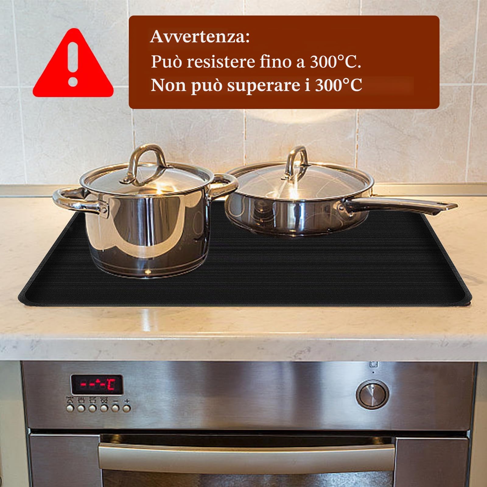 OMJMYY 52x60cm Protezione Piano Induzione dai graffi,Copri Piano Induzione,fino a 300°C Tappetino Piano Induzione, Antiscivolo e Facile da pulire,Nero