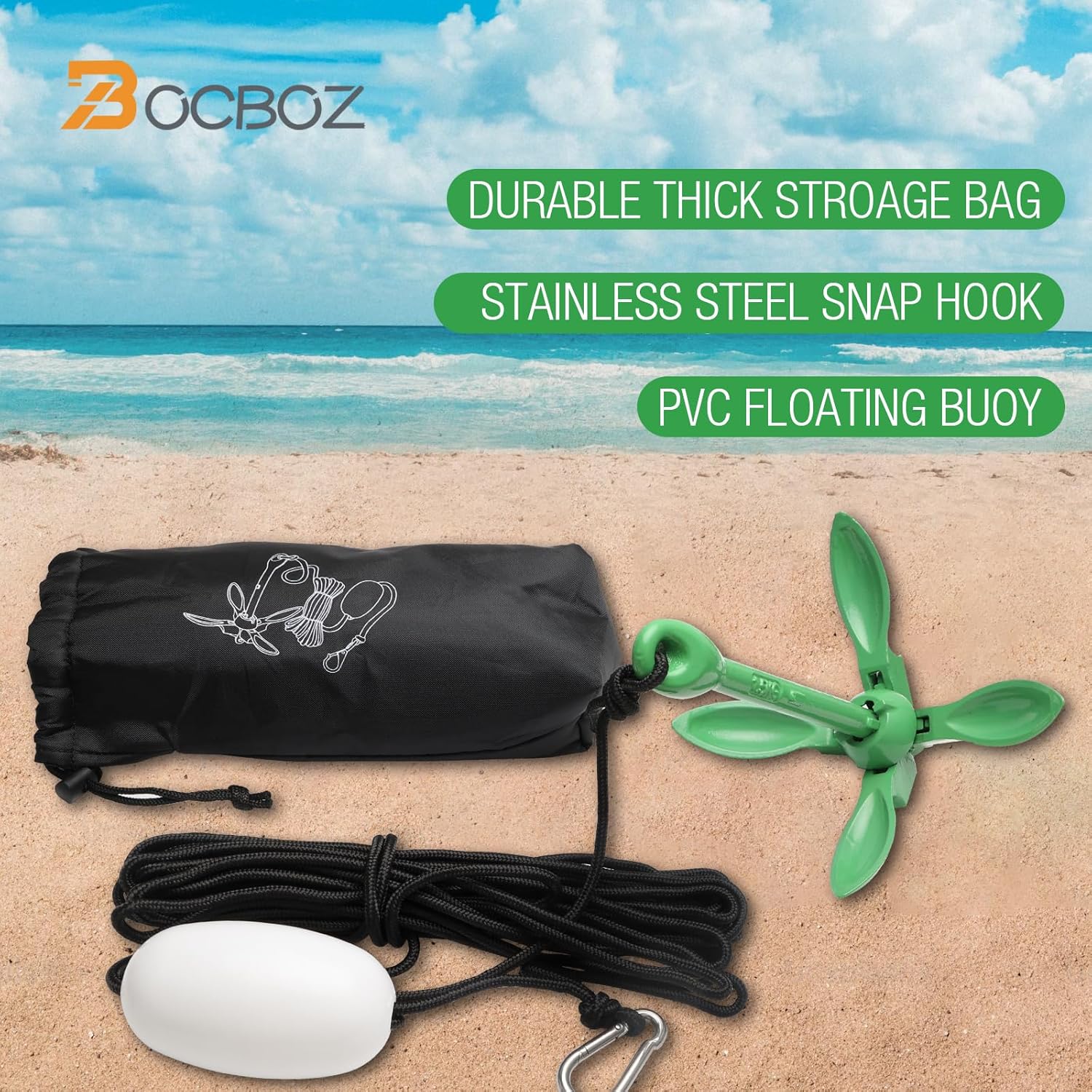 Kayak Anchor Boat Anchor for Kayaks, Canoes, SUP Paddle Boards & Jet Skis, Folding Anchor with 40ft Anchor Tow Rope and Carrying Bag