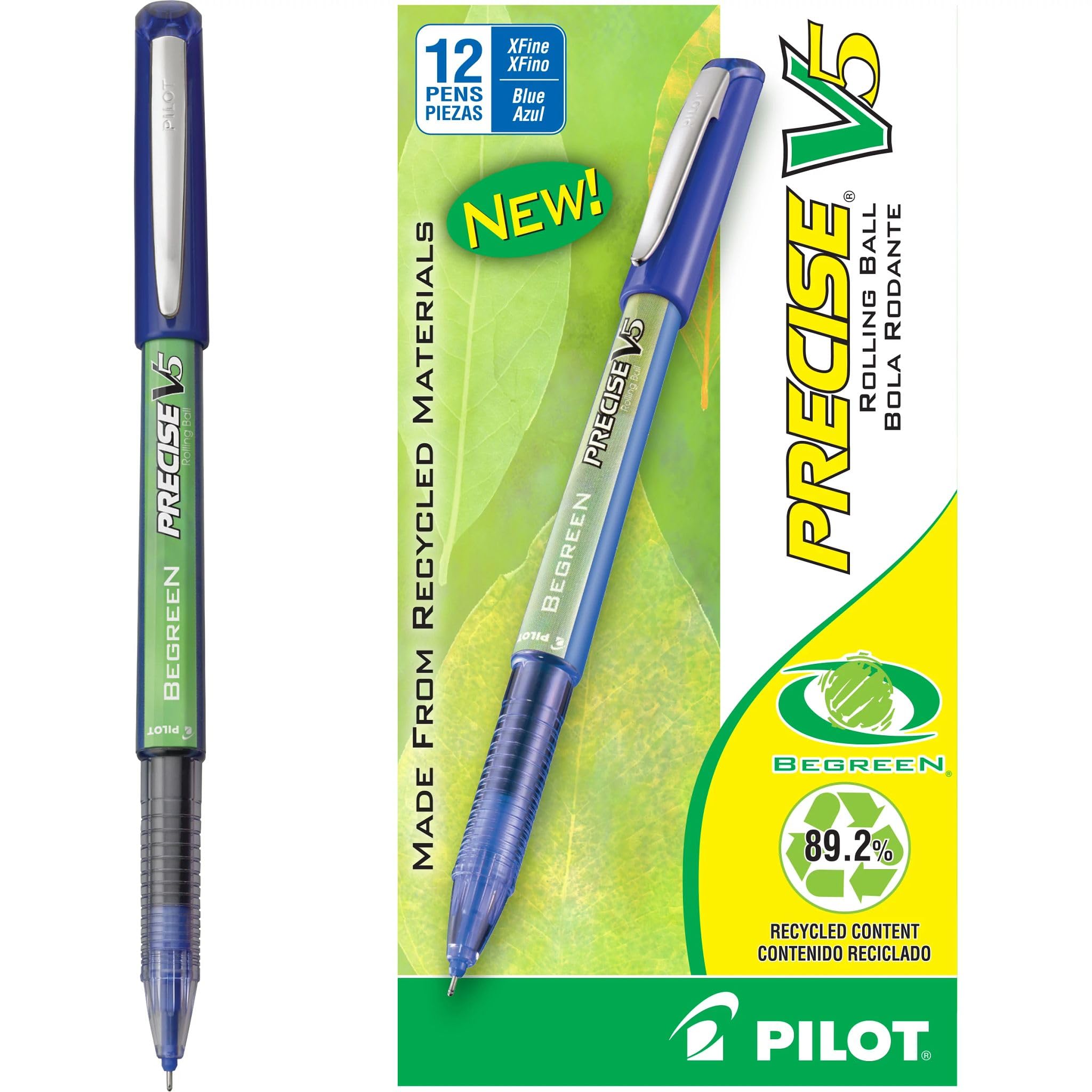 Precise V5 Rollerball Pens, Extra Fine Point 0.5 mm Blue Pens, Blue, Pack of 12 - Ideal for School, Journaling & Office Writing