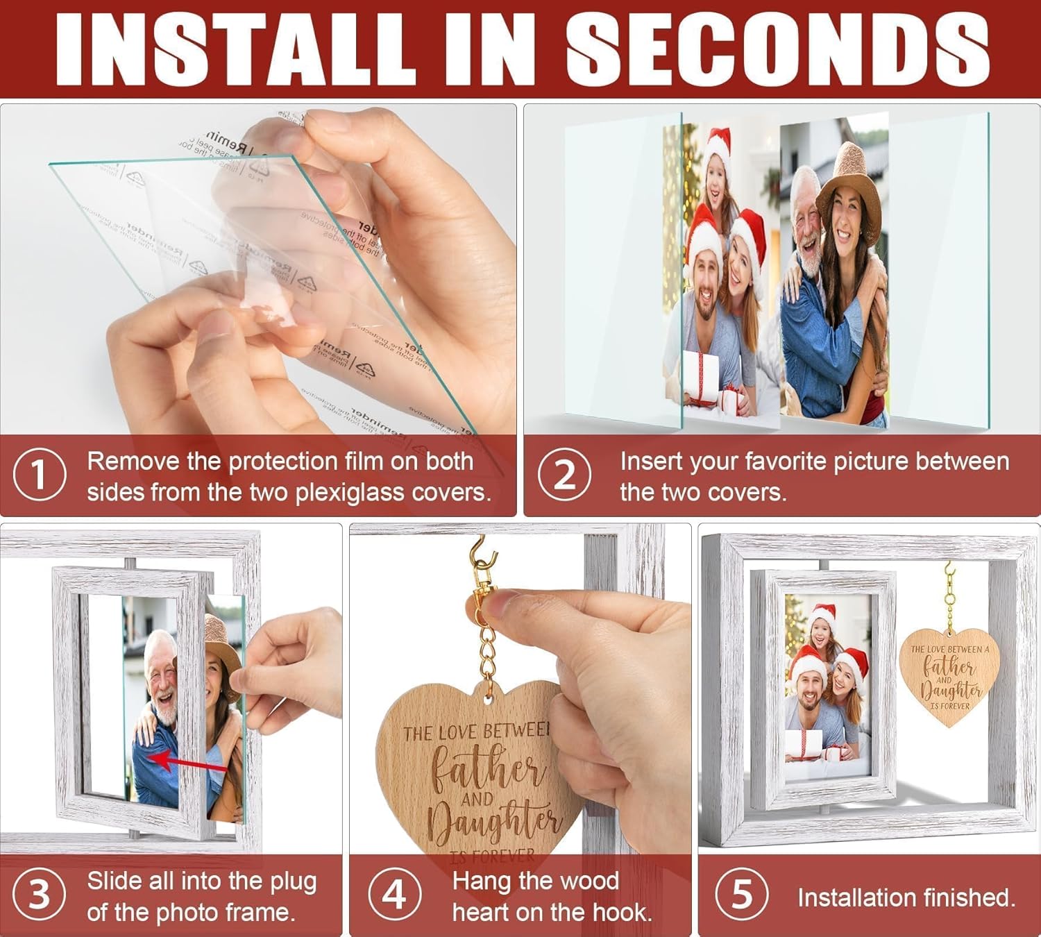 Tiblue Christmas Gifts for Dad from Daughter Son Kids Best Dad Gifts Papa Father Picture Frame 4x6 Father in Law Christmas Gift for Daddy Who Wants Nothing Birthday Gift for Step Bonus New Daddy - Image 7