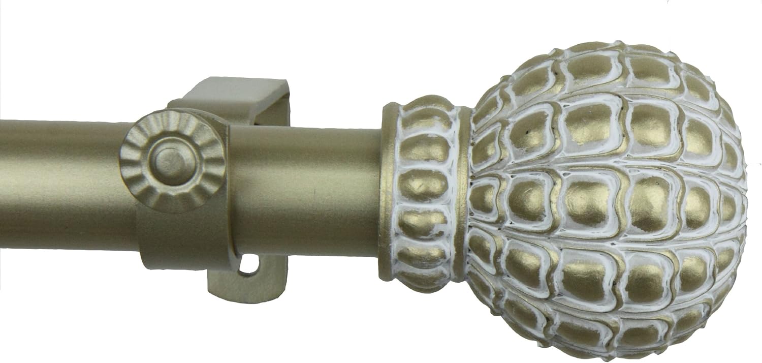 Rod Desyne 1" Bolide Single Curtain Rod, 120-170 inch, Light Gold