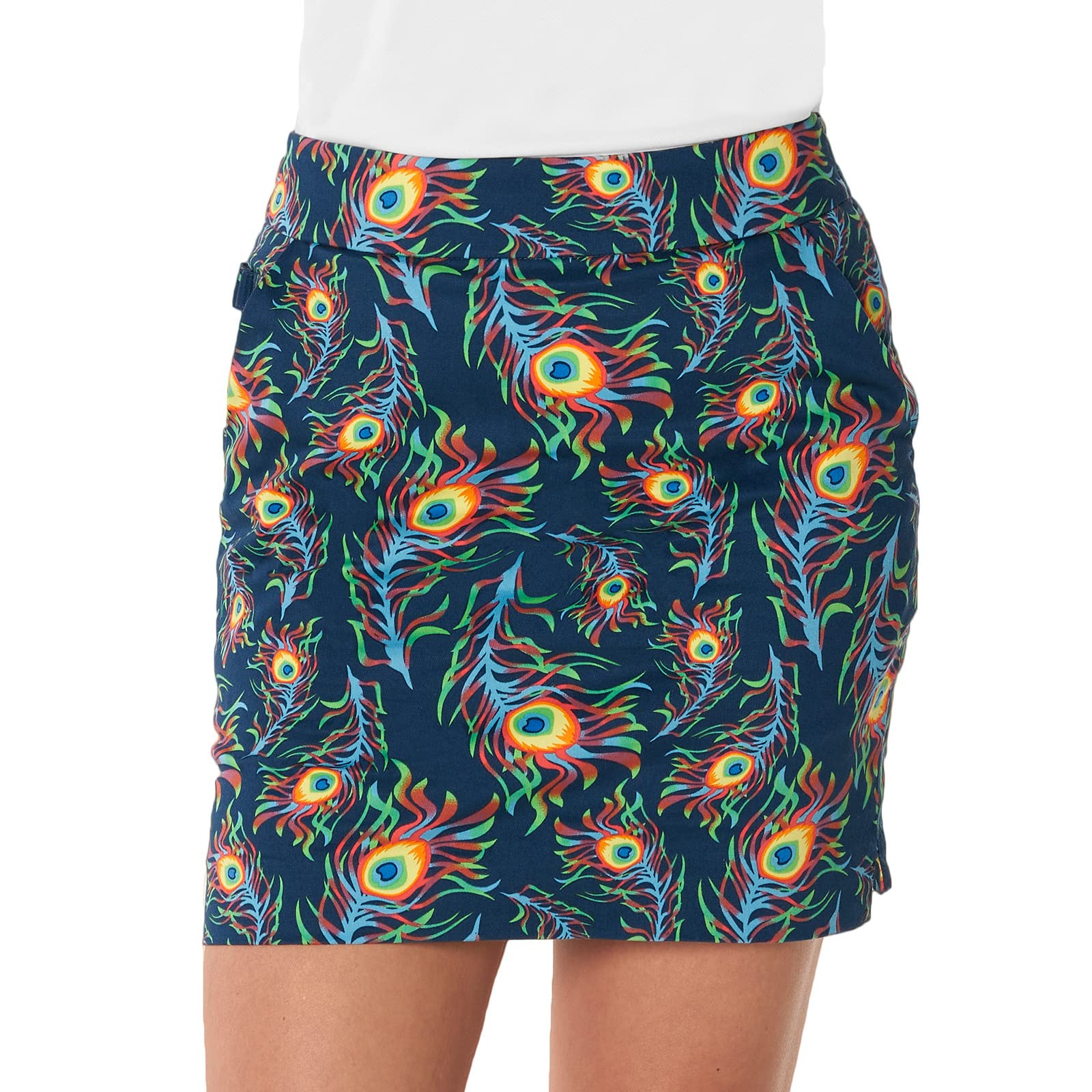 Royal & Awesome Women's Bright Birdie Golf Skort, Bold Patterned Stretch Golf Skirt For Comfortable On-Course Wear, Size 16