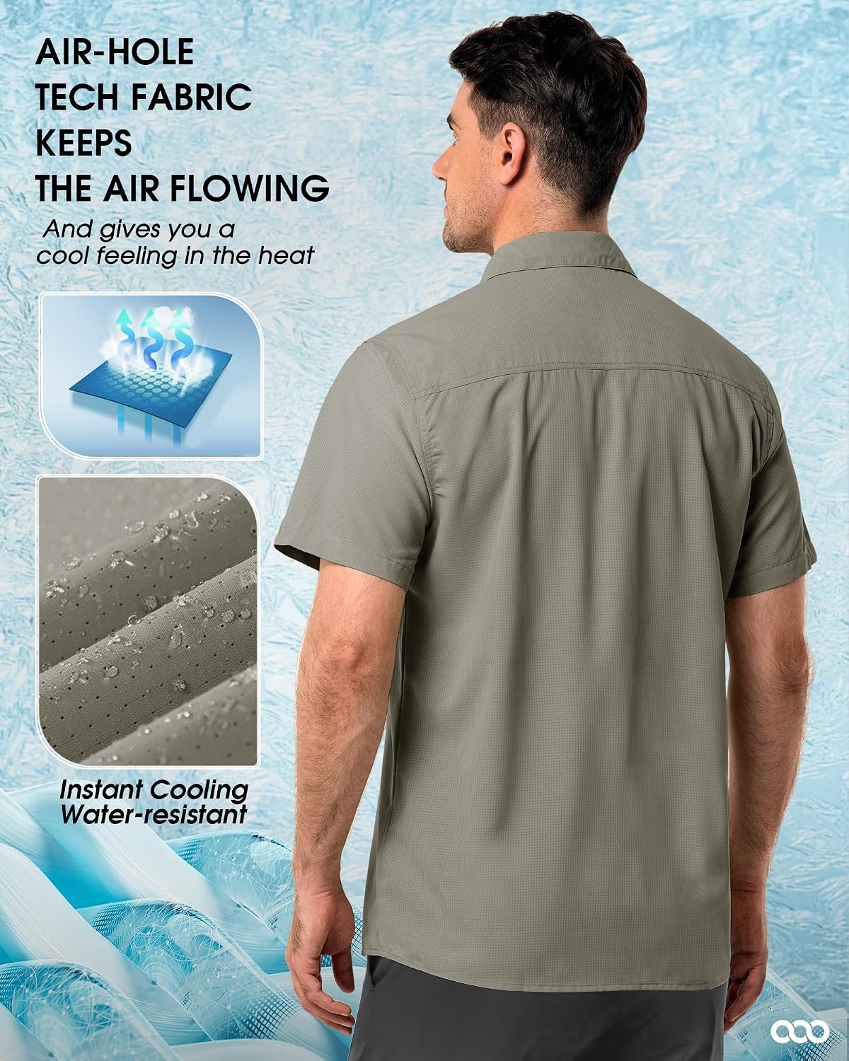 33,000ft Men's UPF 50+ UV Short Sleeve Hiking Fishing Shirt Quick Dry Cooling PFG Sun Protection Shirt for Travel Safari