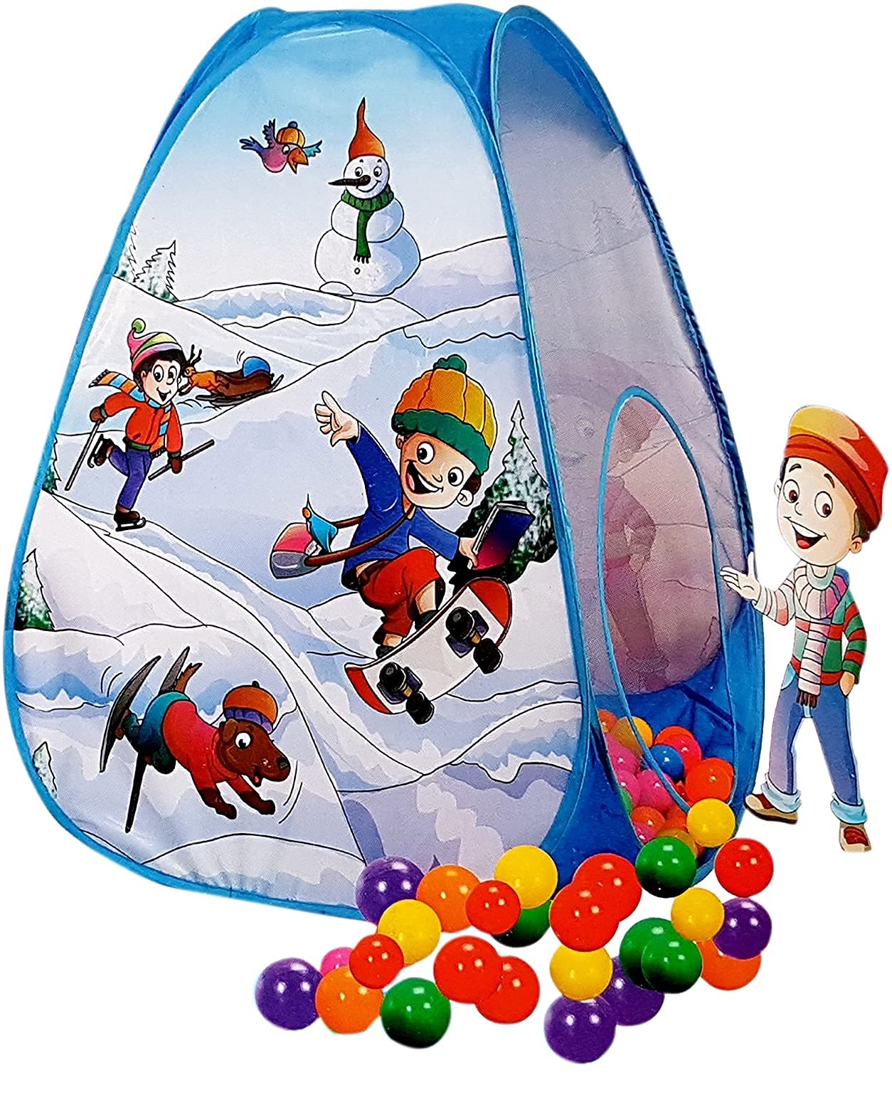 Trade Zone Pop-Up Fun Ball Pool Snow Ball Pool with 20 Colorful Balls Play Tent House Toy Picnic Hut for Kids (Multi Color)