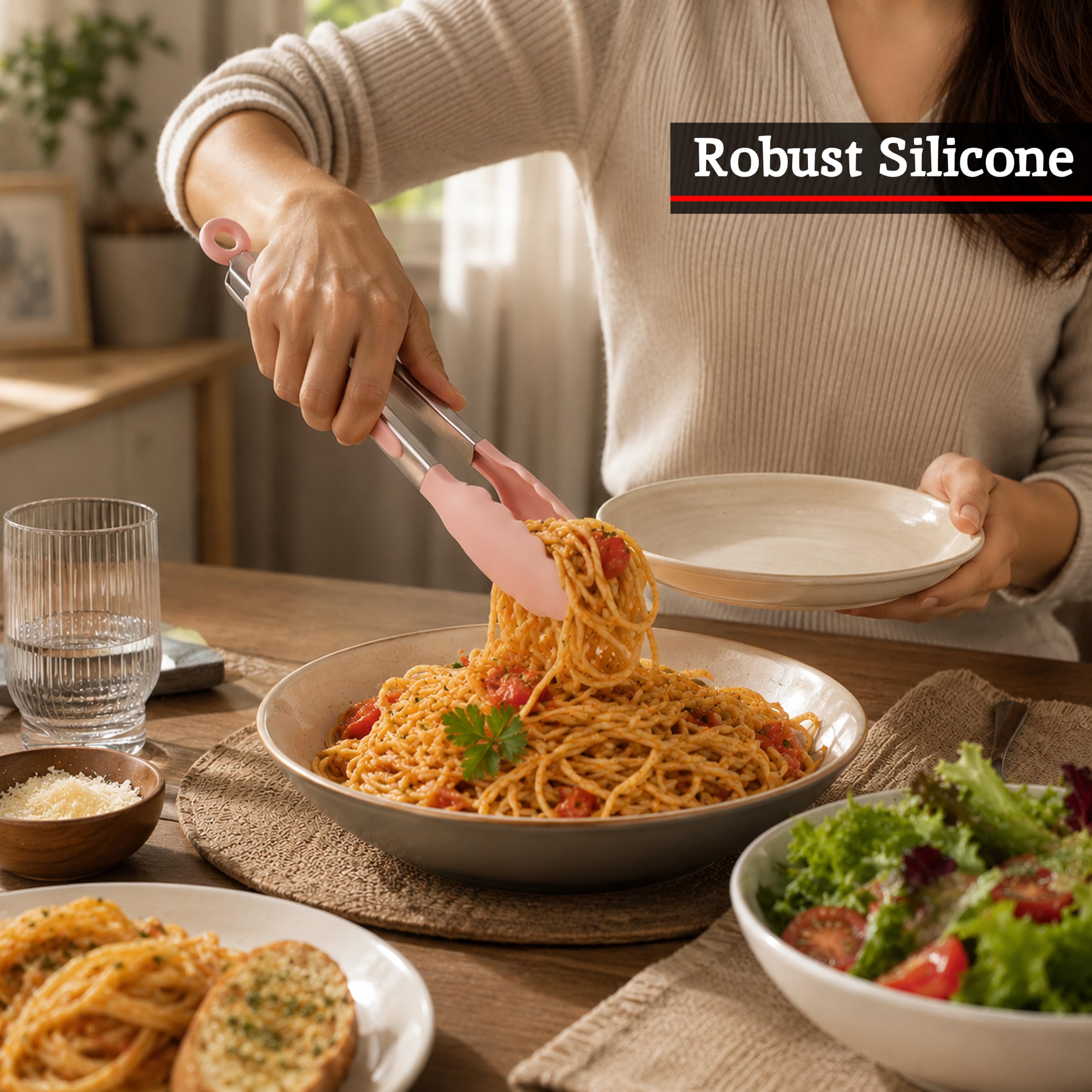 Premier Housewares - Juego de cocina de silicona antiadherente (8 piezas), color rosa claro